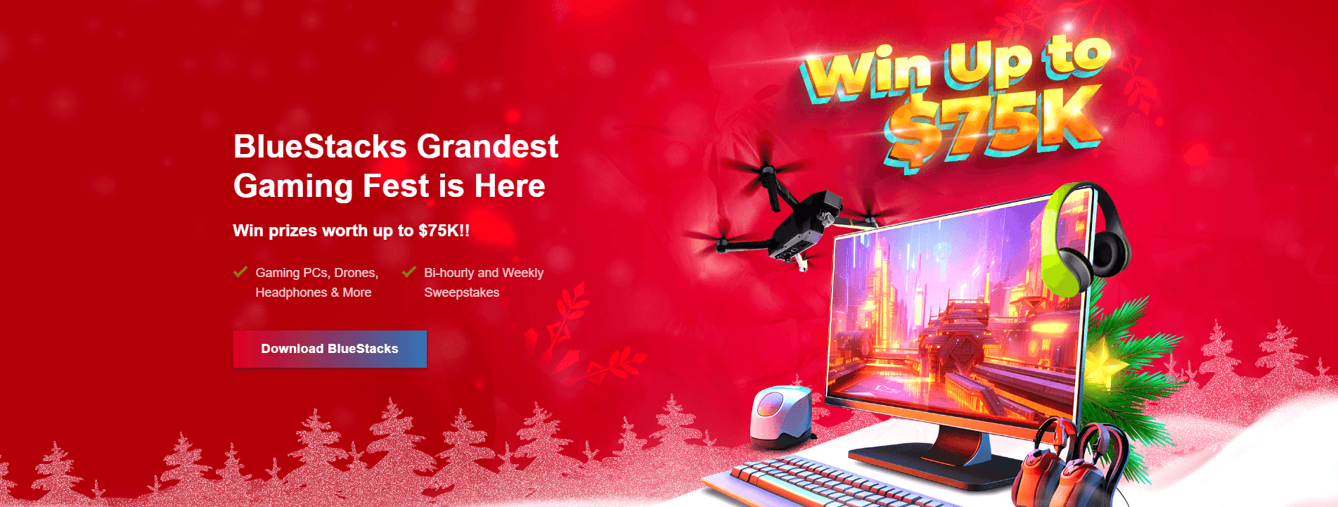 Nimm am BlueStacks Grandest Gaming Fest teil und packe diese Weihnachten große Gewinne aus!